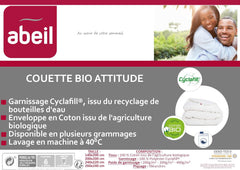 Couette Abeil Bio' Attitude, Légère, Housse en coton Bio, Garnissage : Polyester Cyclafill® 200 G/M², Lavable en machine, Certifié Oeko-Tex, 220 X 240 Cm Couettes et couettes Naty Shop