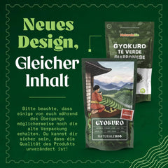 Naturalebio Ceai verde japonez Gyokuro. 50G Ceai organic. Natural și pur. Produs de calitate original din Japonia. Plăcere organică de înaltă calitate, cultivat tradițional pentru un gust optim.