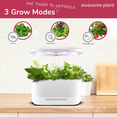 Kit sistem de creștere hidroponică 6Pro (6 capsule), kit de grădinărit interior cu rezervor de apă de 3 litri, 3 moduri de creștere și pompă silențioasă, kit pentru cultivarea ierburilor și a salatelor acasă, înălțime reglabilă până la 33,0 cm, alb