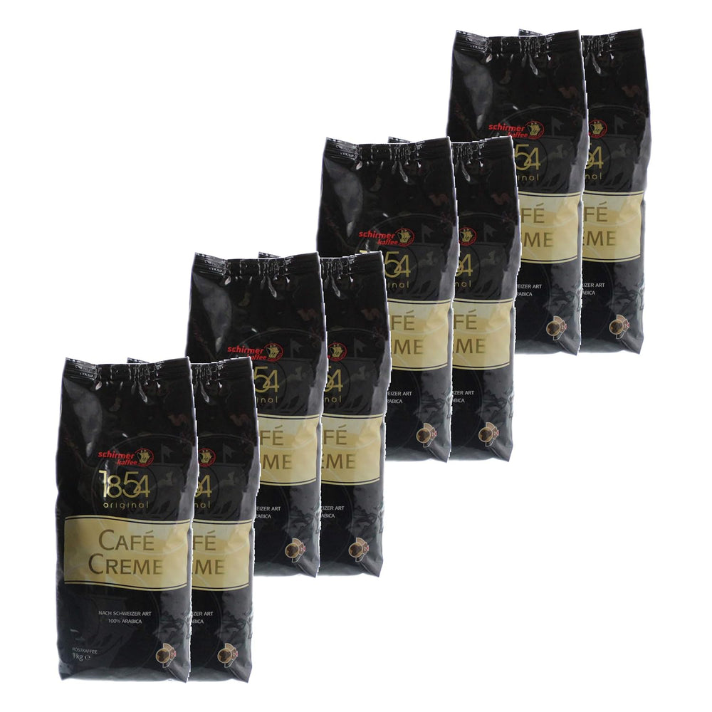 Cafe Creme în stil elvețian, boabe întregi, boabe de cafea, pachet de 8, 8 x 1000g