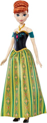 Mattel Disney Frozen Singing Anna Doll – Extrait de chanson de 30 secondes, tenue de château classique, jupe douce amovible, cheveux coiffables, pour enfants à partir de 3 ans, version allemande, HMG41
