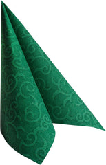 Papstar, 50 serviettes "Collection ROYAL" pli 1/4 40 Cm X 40 Cm vert foncé "Casali", #84884