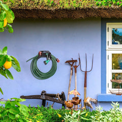 Relaxdays Support Tuyau, Support Tuyau Mural en Plastique, Support Tuyau d'arrosage, Hauteur 14 x 24 x 16 cm, Noir