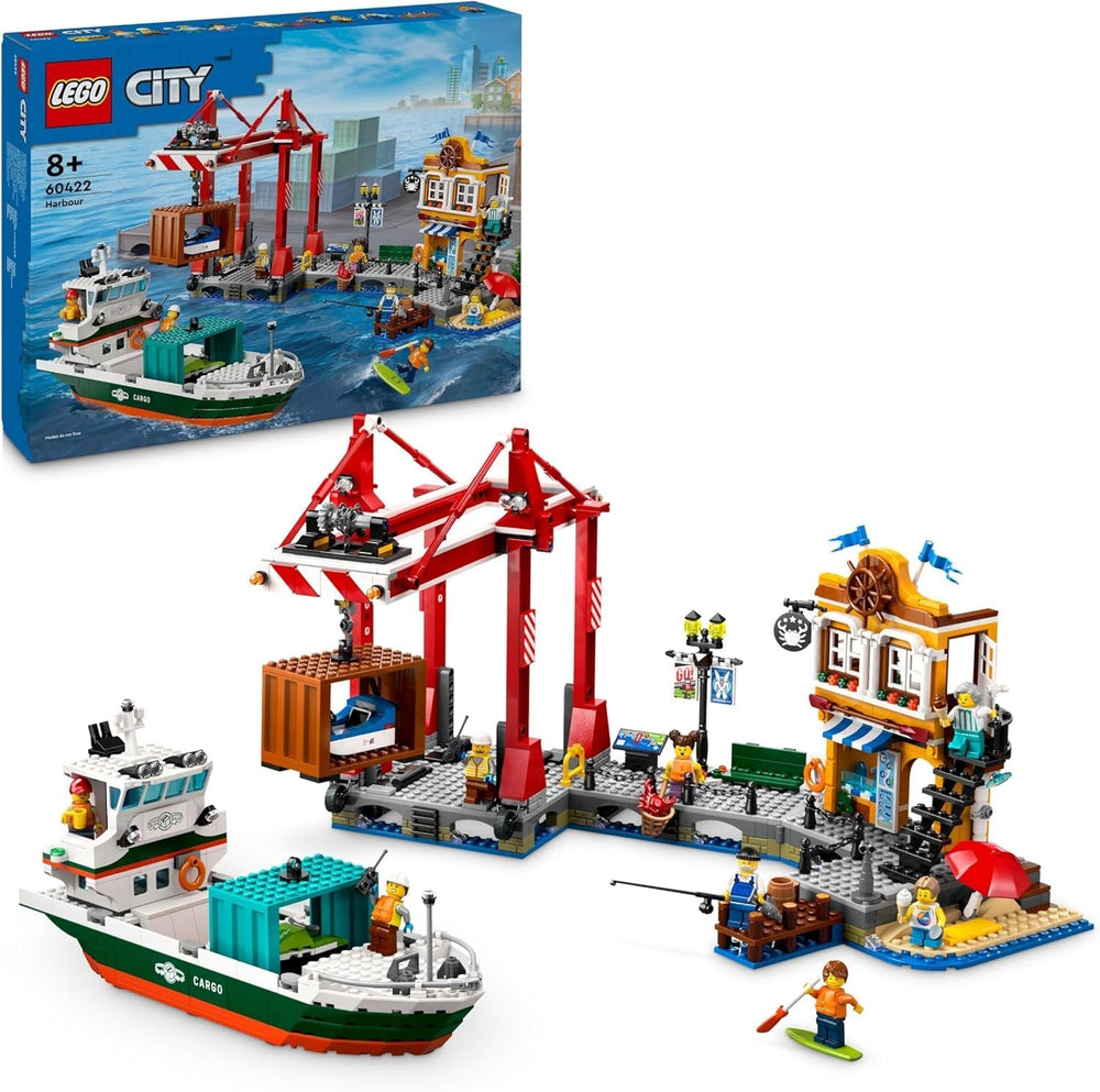 Port LEGO City avec cargo, jouet de construction pour garçons et filles à partir de 8 ans, idée cadeau pour enfants, grue à conteneurs, bateau jouet et 8 figurines 60422 Jeux de construction Besuche den LEGO-Store Titre par défaut