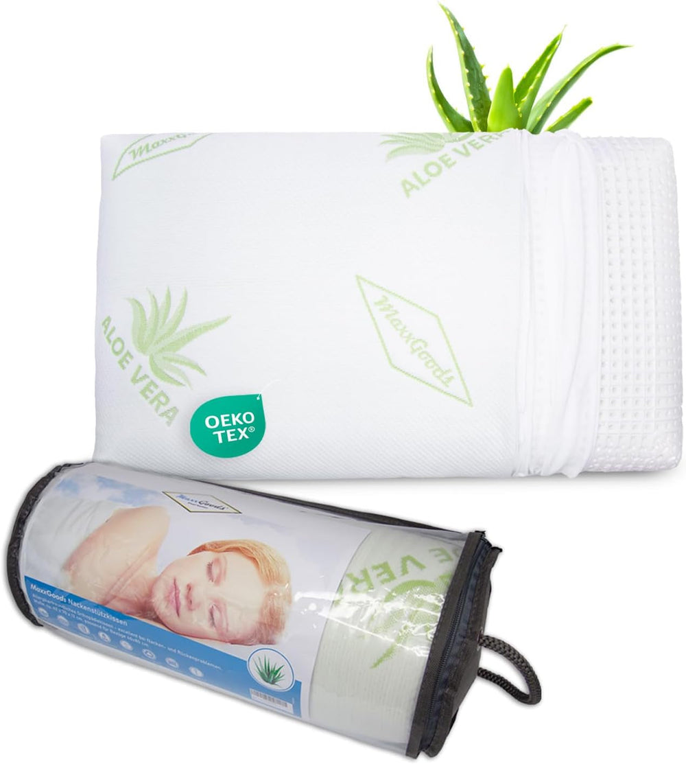 Oreiller orthopédique Maxxgoods Oreiller de soutien cervical en mousse de gel viscoélastique avec housse de protection à l'aloe vera et housse intérieure 100 % coton - Oreiller pour dormeurs sur le ventre, le dos et les côtés (42 cm x 70 cm x 12 cm) Naty Shop Oreillers orthopédiques cervicaux 42 x 70 x 12 cm