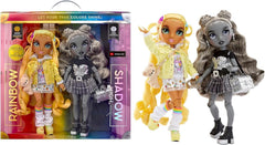 Rainbow High Shadow High Special Editon - Madison Twins Sunny & Luna - 2 Modepuppen mit gelben & grauen Designer-Mix & Match-Outfits mit Accessoires - Für Sammler und Kinder von 4-12 Jahren