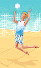 Păpușă Simba Steffi Love Beach Kevin, Kevin în costum de baie cu tricou și minge de volei, complet articulată, 30 cm, vârste 3+