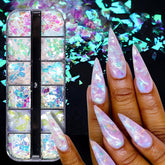 JMEOWIO – paillettes pour ongles, 12 grilles, sirène, accessoires de décoration pour Nail Art, Design des ongles