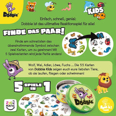Zygomatic, Dobble Kids, Eco-Sleeves, Jeu pour enfants, Jeu de cartes, 2-8 joueurs, 4 ans et plus, 15 minutes, Allemand