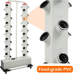 Système de culture hydroponique 56 capsules – Tour hydroponique verticale avec réservoir d'eau de 30 L, système de culture hydroponique de jardin, kit de culture aéroponique pour herbes, fruits et légumes