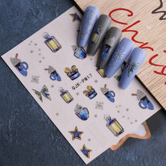 JMEOWIO Nagelsticker Glitzer Weihnachten 10 Blatt Nail Art Sticker Selbstklebend Nagelaufkleber Schneeflocken Winter Dekoration Nageldesign Zubehör