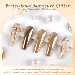 Chrome Nagel Pulver Spiegel Effekt Metallic Staub Holographische Glitter Glasierte Maniküre Dekoration Reflektierendes Pigment For DIY Gel Polish Nail Art, Harz Handwork, Geschenke for Gold