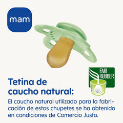 Suzetă MAM din cauciuc natural, 2-6 luni, cu tetină simetrică, plată și flexibilă, cu cutie autosterilizabilă, neutră mată, 2 bucăți