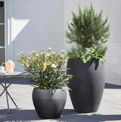 Scheurich Lineo, jardinière en plastique, granit noir, diamètre 30 cm, hauteur 24,1 cm, volume 11 l.