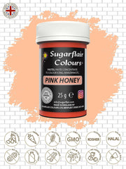 Pâte colorante alimentaire au miel rose pastel Sugarflair - Hautement concentrée pour une utilisation avec de la crème au beurre, de la pâte à sucre, du glaçage royal ou des mélanges à gâteaux, colorant alimentaire vibrant - 25 g