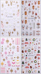 Autocollants pour ongles 3D de noël, 4 feuilles d'autocollants pour ongles 5D, stéréoscopiques, décorations, accessoires de conception d'ongles