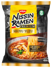 Nissin Ramen Premium - Shoyu Yuzu Lot de 10 nouilles instantanées séchées à l'air libre de style japonais aromatisées à la sauce soja Yuzu et aux poireaux séchés (10 x 92,7 g)