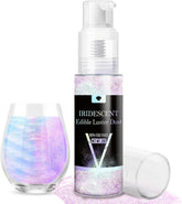 Ensemble de spray à paillettes comestibles – 20 g de poussière de paillettes irisées pour boissons, champagne, gâteaux – Colorant alimentaire métallique comestible pour cocktails, vin, liqueur, pâtisserie, gâteaux
