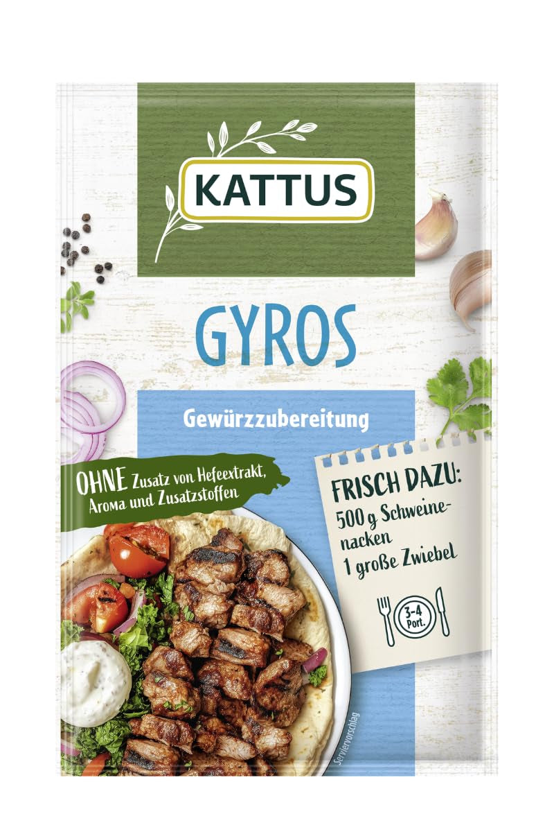 - Gyros Gewürzzubereitung | Assaisonnement pour 3-4 portions | Ohne Zusatz von Fefeextrakt, Aroma et Zusatzstoffen | 25 g en sachet