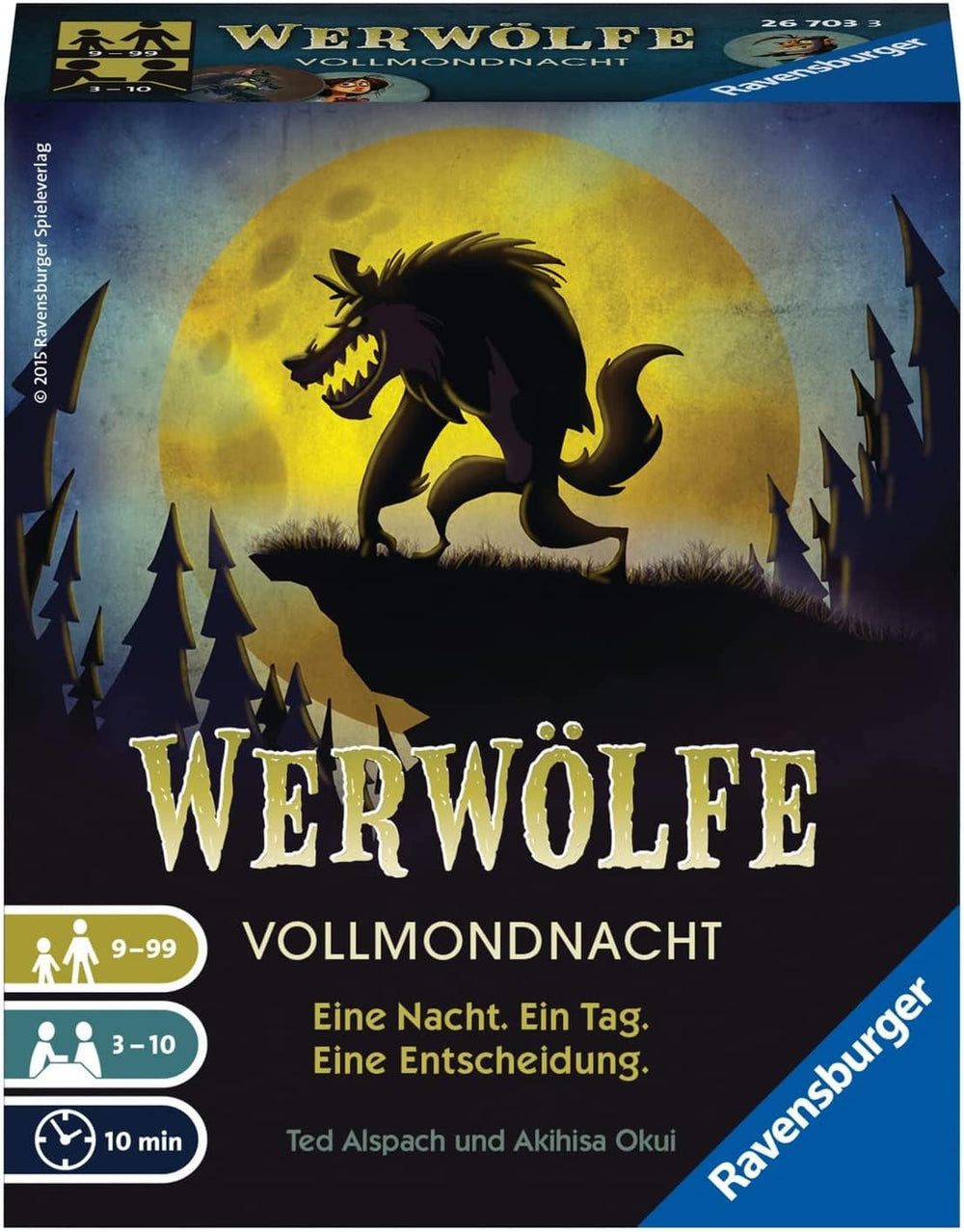 Ravensburger 26703 Jeu de société Loups-garous Pleine Lune Nuit 9 ans et plus Série de jeux d'action pour 3 à 10 joueurs