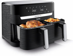 Friteuse à air chaud Tefal Dual Easy Fry avec deux chambres, capacité 5,2/3,1 litres, deux tiroirs indépendants, 7 programmes électroménagers Naty Shop noir
