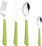 Couverts JANE, inox 18/0 poli, manches en plastique vert, 24 pièces Cuisine Naty Shop