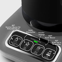 Karaca Caysever Robotea Pro Machine à thé automatique parlante 4 en 1 avec filtre chauffe-bouillie et bouilloire théière turque 2500 W gris sidéral