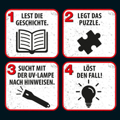 Les Trois ??? - Puzzle Crime - La Villa des Puzzles Par KOSMOS 697976, 300 pièces, Brille dans le noir, Avec lampe UV, Lecture, Puzzle, Résolution de puzzles, Puzzle Détective A partir de 10 ans Puzzle Naty Shop