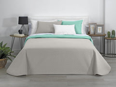 AVA | Courtepointe réversible | Pour toutes les saisons | Couleur – Beige/Turquoise | Pour lit 180 cm. (270 X 270 Cm. Ancho X Alto) | Couette matelassée Couettes et couettes Naty Shop