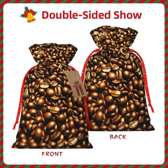 Lustige geröstete Kaffeebohnen, Weihnachtsbeutel mit Kordelzug, robust, 21,1 x 30 cm, geeignet für Partygeschenke und Geschenkverpackung, 1 Stück