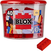 Simba 104118875 - Blox, 40 rote Klemmbausteine für Kinder ab 3 Jahren, 8er Steine, inklusive Dose, hohe Qualität, vollkompatibel mit vielen Anderen Herstellern