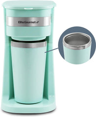 EHC113M# Machine à expresso à filtre personnelle compacte avec tasse thermique de voyage en acier inoxydable à l'intérieur du café moulu filtre réutilisable vert menthe 400 ml
