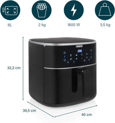 Friteuse à air chaud numérique Princess - Capacité du bol variable - 8 litres maximum - 6 programmes prédéfinis Électroménager Naty Shop