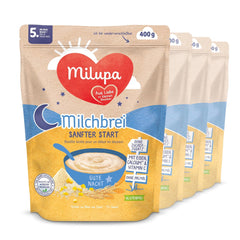 Bouillie de lait Milupa Gentle Start - Céréales pour bébé sans gluten, sans huile de palme - Sans conservateurs ni colorants - Dès 5 mois - 4 x 400 g
