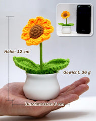 Mini Häkelsonnenblume Im Topf – Handgefertigte Gehäkelte Blumen, Künstliche Sonnenblume, Kleines Dankeschön Geschenk, Glücksbringer Deko Für Zuhause, Büro & Armaturenbrett