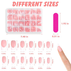 360pcs Ongles Artificiels Ongles Français Moyen Rectangle Faux Ongles Faux Ongles Naturels DIY Faux Ongles Conseils avec Lime à Ongles Presser sur Faux Ongles pour Dames et Femmes