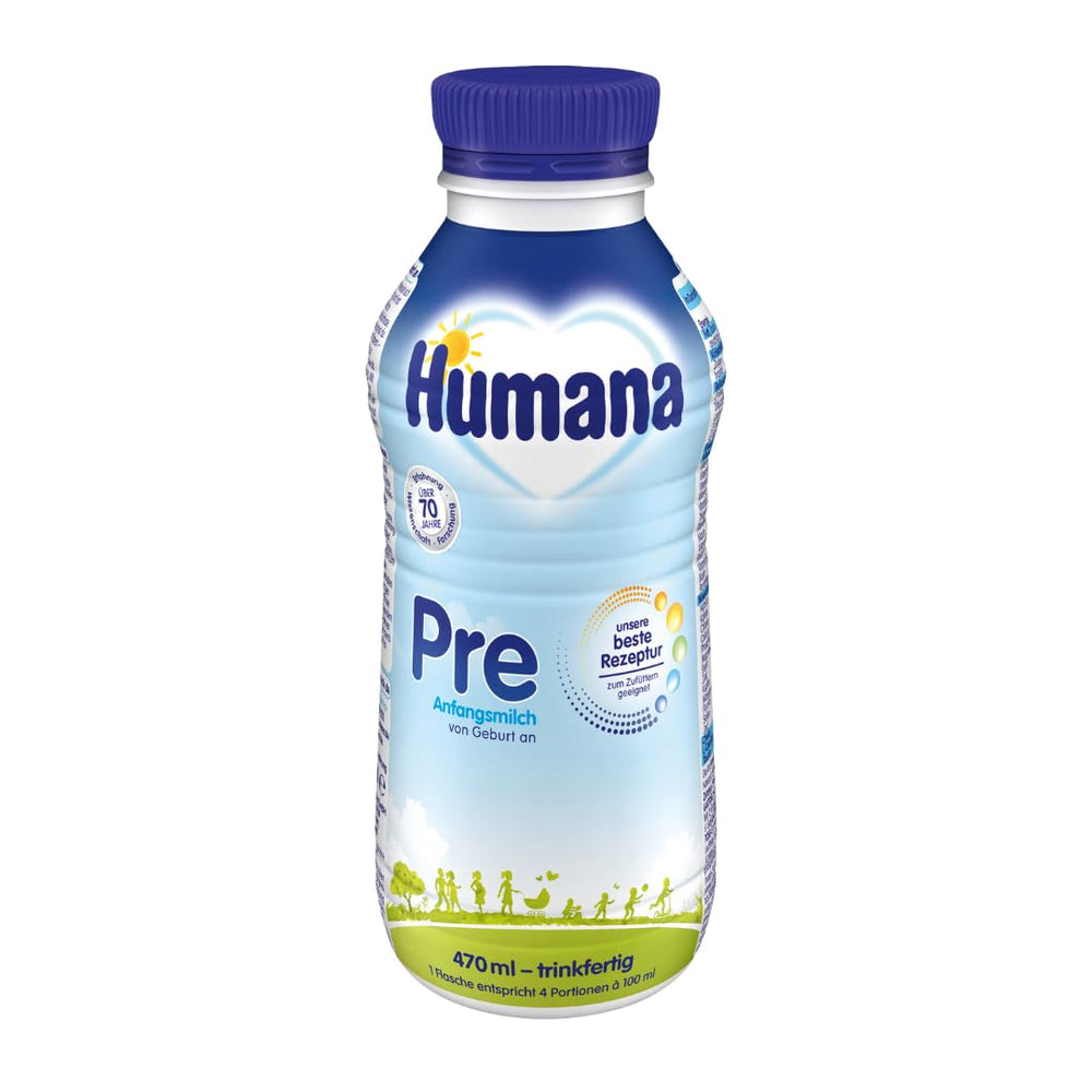 Lapte pentru sugari Humana PRE, gata de băut, sticlă de 470 ml