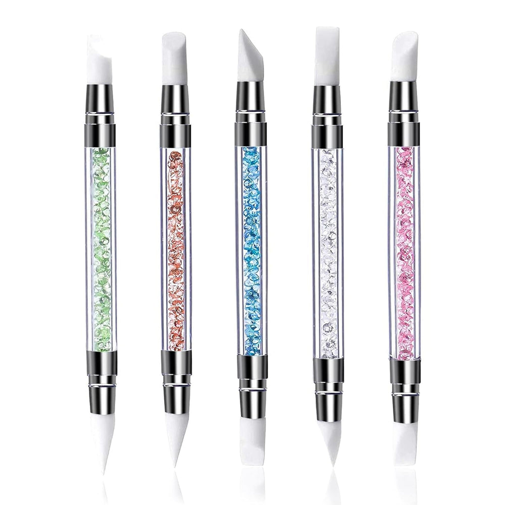 Qufiiry 5 pièces pinces à ongles en silicone, pinces à ongles en gel, ensemble de pinces à modeler en silicone, double coup de pinceau bricolage atelier de manucure