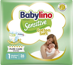 Babylino Couches sensibles et délicates pour enfants, différentes tailles Mère et Enfant Naty Shop Taille 1 (26 pièces)