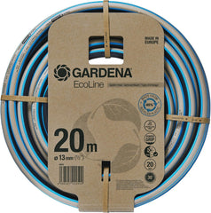 Tuyau Gardena EcoLine 1/2", 20 m sans composants du système : Tuyau d'arrosage durable en plastique recyclé, sans phtalates ni polluants, forte fonction de préhension, résistant au gel et aux UV (18930-20)