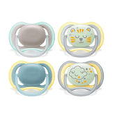Philips AVENT Lot de 4 sucettes Ultra Air légères et respirantes : 2 sucettes phosphorescentes et 2 sucettes de jour, 18 mois+ (Modèle SCF349/43)