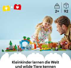LEGO DUPLO Town Wildtier-Familien 3-in-1 Set - Lernspielzeug für Kleinkinder mit Tierfiguren - Montessori Spielzeug ab 2 Jahren mit Schildkröte, Tiger, Elefant, Hirsch & Panda Figuren - Geschenk 10446