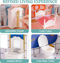 ROBUD Maison de poupée en bois avec meubles et accessoires Maisons de filles Playhouse Jouet pour enfants