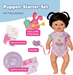 BABY Born Amy - Poupée 36 cm - Poupée bébé avec 7 fonctions pour les tout-petits à partir de 1 an - Fonctionne sans piles - Comprend accessoires et matelas