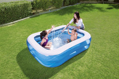 Bestway - Piscine Gonflable Rectangulaire Blue Deluxe, 211 x 132 x 46 cm, Bleu/Blanc