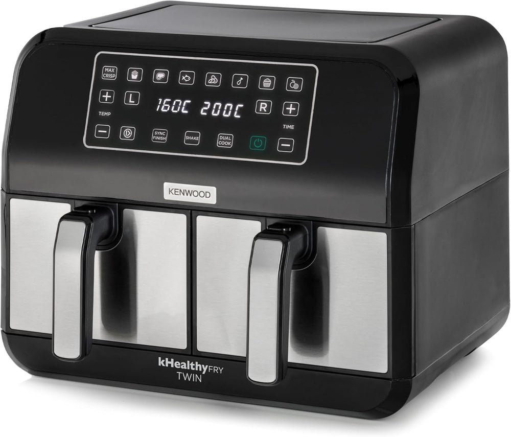 Kenwood Khealthy Twin Airfryer, 8L (2X4L), double chambre, 8 programmes, fonction Dual Cook & Sync Finish, écran tactile Électroménagers Naty Shop Default Title