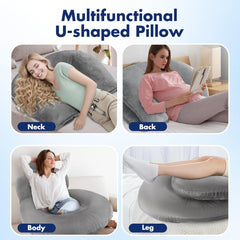 Oreiller de lecture, oreiller de dos en forme de U avec oreiller cervical, oreiller de jeu gris, oreiller pour lire, jouer, travailler, se reposer