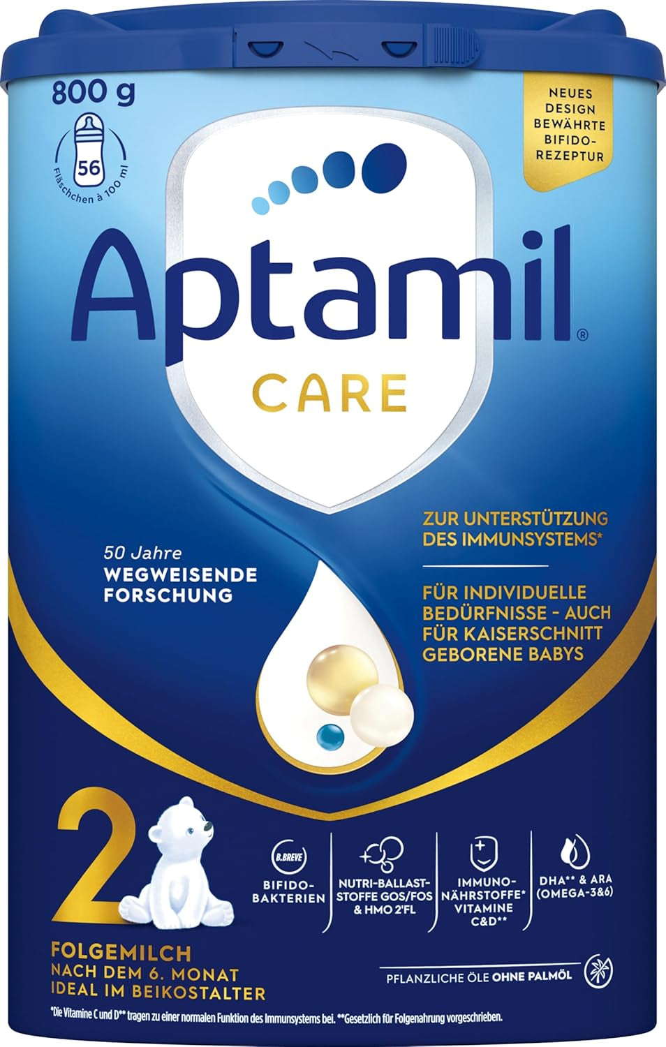 Aptamil Care 2 – Convient également aux bébés nés par césarienne – 1 x 800 g