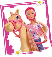 Simba 105730939 - Steffi Love Tenue d'équitation 2 chevaux Poupée mannequin entièrement articulée 29 cm pour enfants à partir de 3 ans