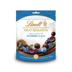 Lindt Chocolate Sensation Fruits Myrtille et Açaï | 150g | Sphère de chocolat noir fourrée aux fruits raffinés à base de pomme | Cadeau de chocolat | Cadeau chocolat